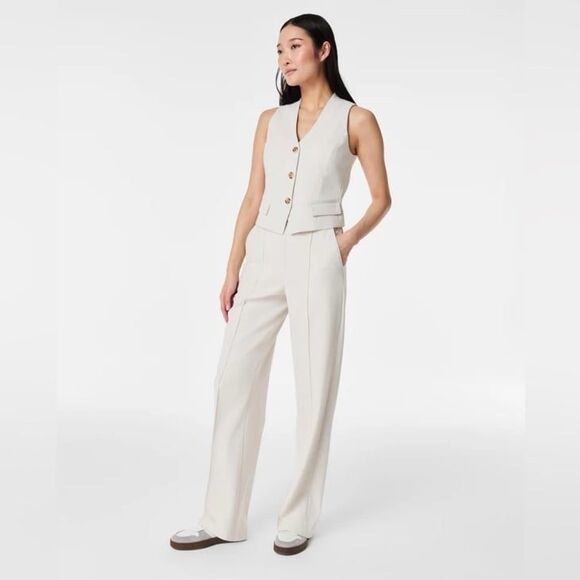 NWT Spanx Opacity Crepe Trouser Pants in Parchment Size XL Tall - Picture 2 of 10